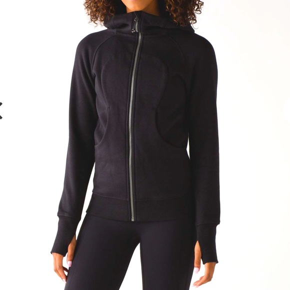 lululemon athletica Tops - Lululemon Scuba Hoodie III Black Jacket Cotton Fleece Size 12